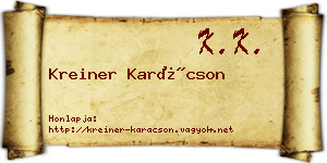 Kreiner Karácson névjegykártya